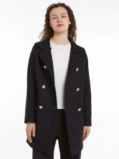 Tommy Hilfiger Jacken*WOOL BLEND SLIM DB FUNNEL COAT desert sky