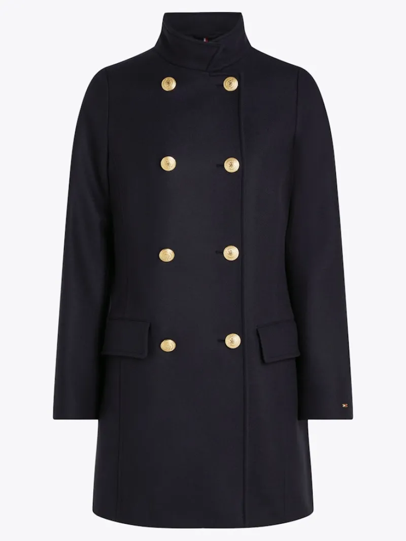 Tommy Hilfiger Jacken*WOOL BLEND SLIM DB FUNNEL COAT desert sky