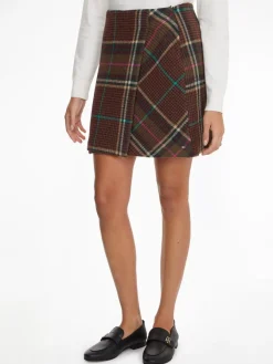 Tommy Hilfiger Röcke*WOOL CHECK WRAP SHORT SKIRT large pop check- army green