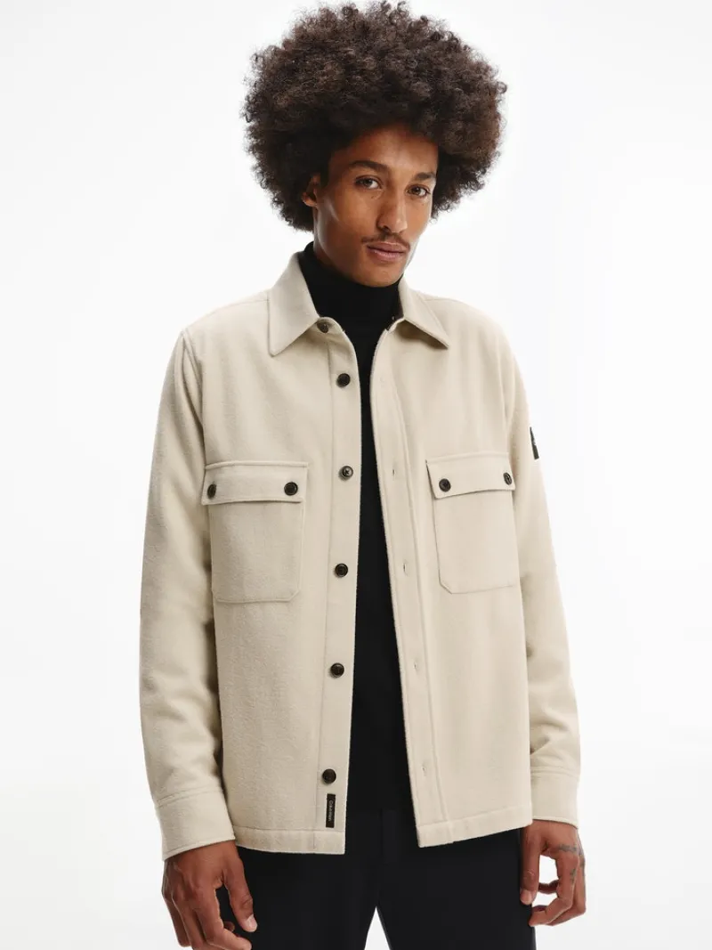 Calvin Klein Jacken*WOOL-BLEND OVERSHIRT bleached stone
