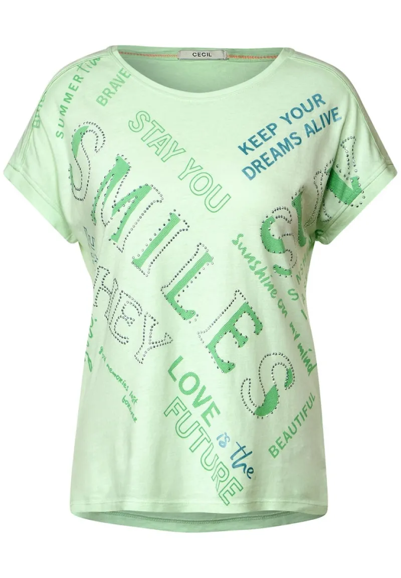 Cecil Shirts*Wording Print T-Shirt fresh salvia green