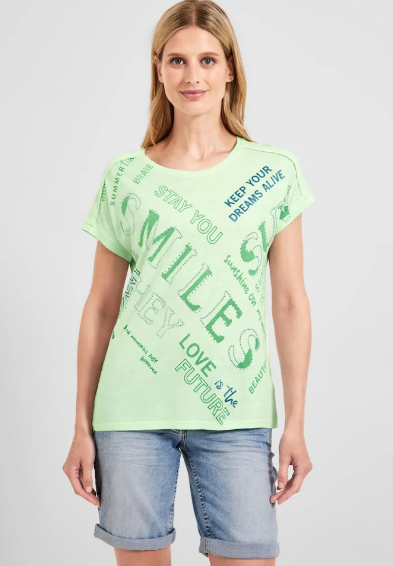 Cecil Shirts*Wording Print T-Shirt fresh salvia green