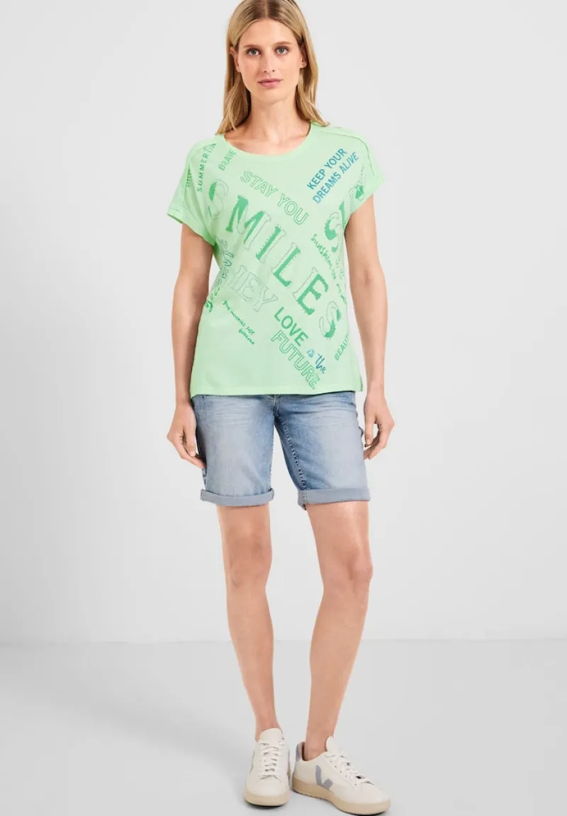 Cecil Shirts*Wording Print T-Shirt fresh salvia green