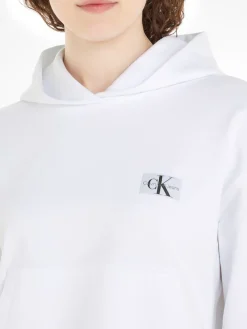 Calvin Klein Jeans Pullover & Sweatshirts*WOVEN LABEL HOODIE Bright White