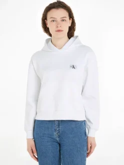 Calvin Klein Jeans Pullover & Sweatshirts*WOVEN LABEL HOODIE Bright White