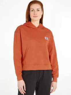 Calvin Klein Jeans Pullover & Sweatshirts*WOVEN LABEL HOODIE burnt clay