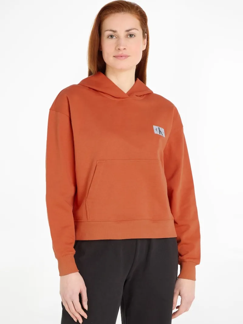 Calvin Klein Jeans Pullover & Sweatshirts*WOVEN LABEL HOODIE burnt clay