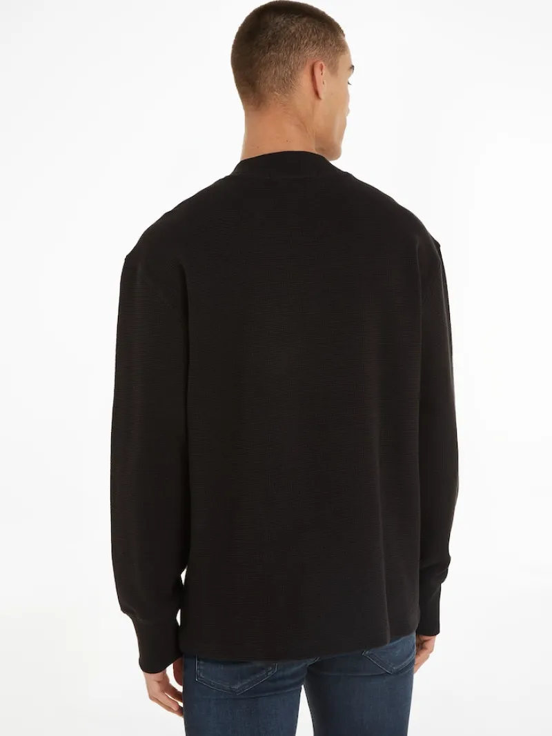 Calvin Klein Jeans Shirts*WOVEN TAB WAFFLE LS ck black