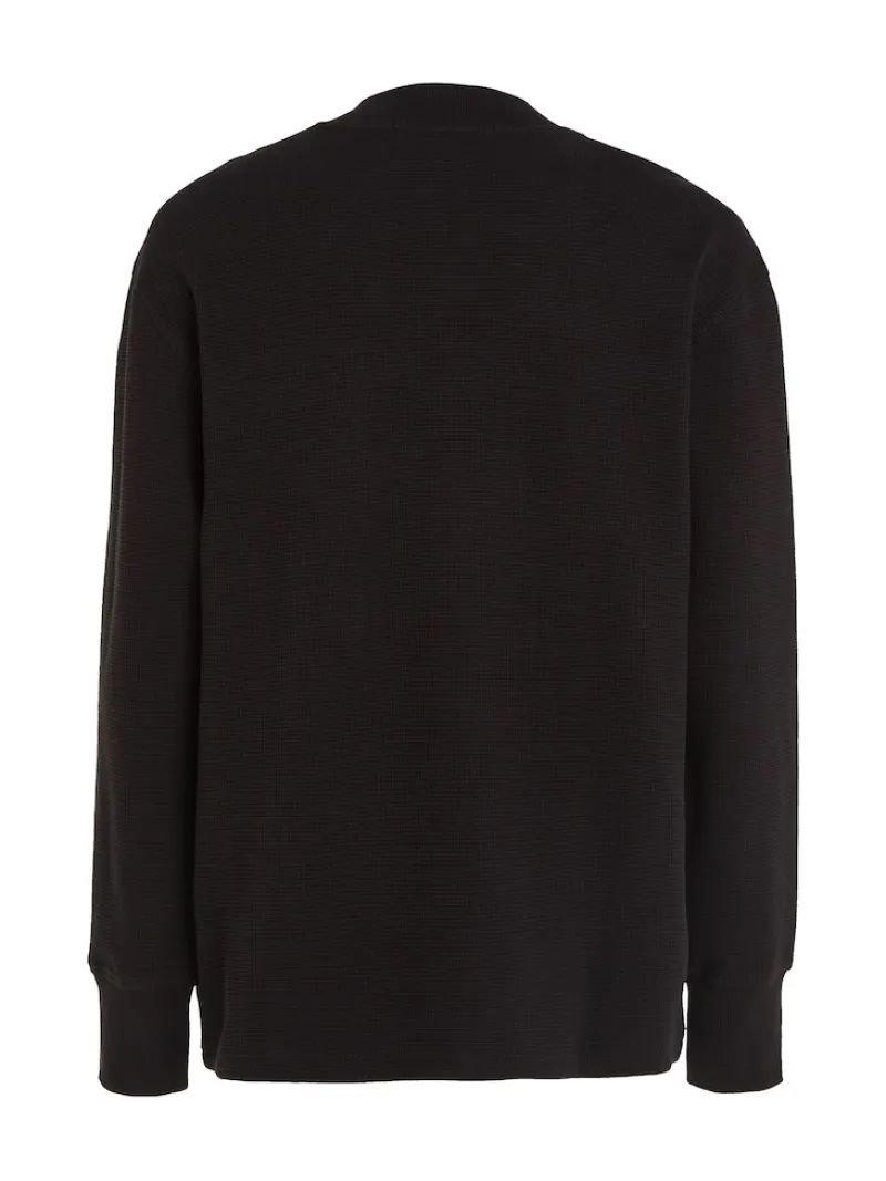 Calvin Klein Jeans Shirts*WOVEN TAB WAFFLE LS ck black