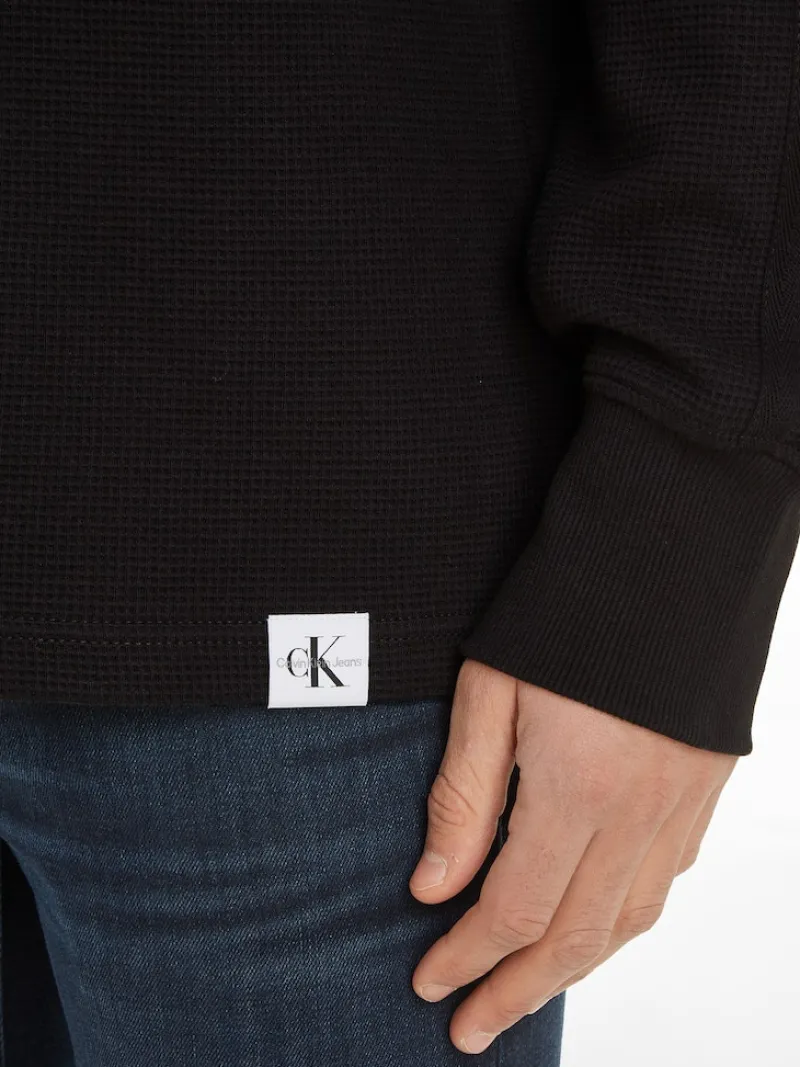 Calvin Klein Jeans Shirts*WOVEN TAB WAFFLE LS ck black