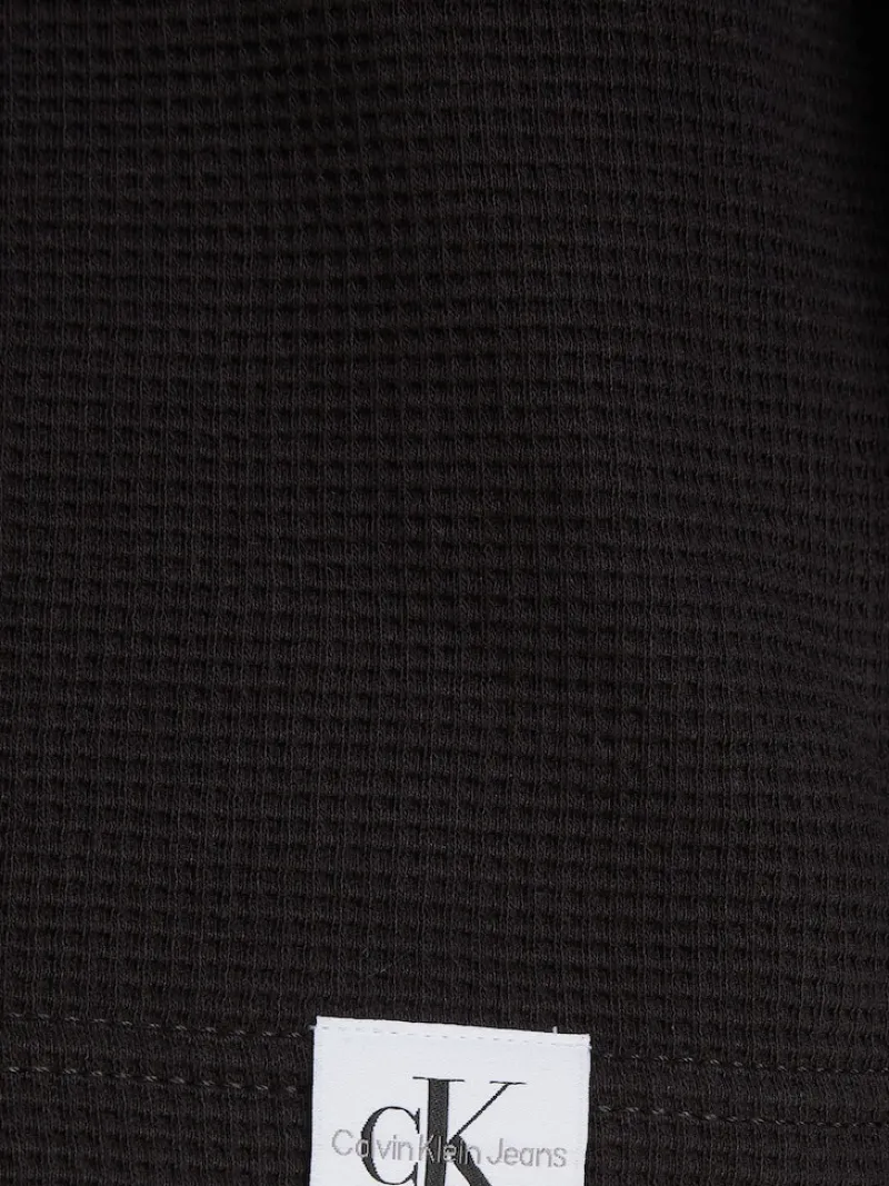 Calvin Klein Jeans Shirts*WOVEN TAB WAFFLE LS ck black