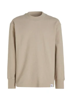 Calvin Klein Jeans Shirts*WOVEN TAB WAFFLE LS plaza taupe