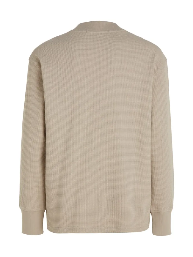 Calvin Klein Jeans Shirts*WOVEN TAB WAFFLE LS plaza taupe