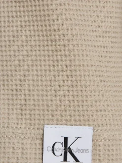 Calvin Klein Jeans Shirts*WOVEN TAB WAFFLE LS plaza taupe