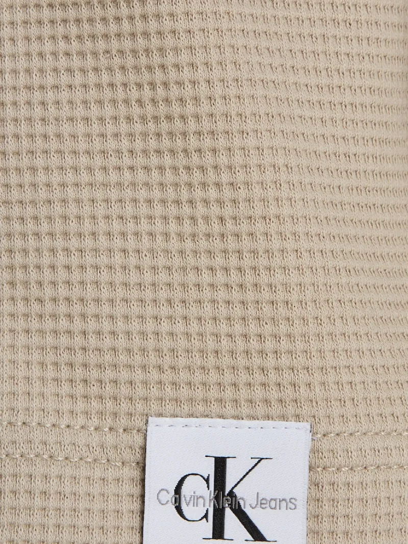 Calvin Klein Jeans Shirts*WOVEN TAB WAFFLE LS plaza taupe