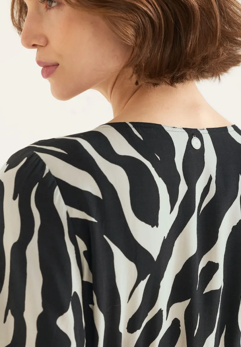 Street One Kleider*Wrap Zebraprint Kleid Black