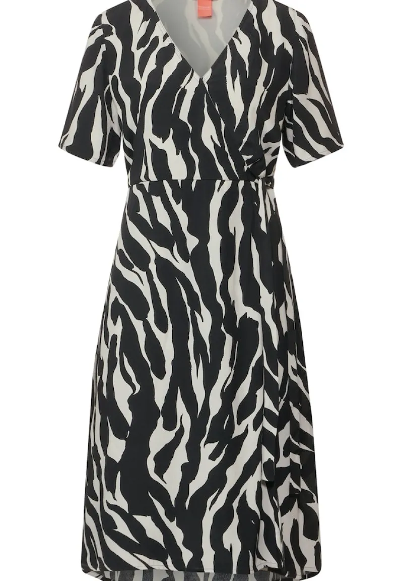 Street One Kleider*Wrap Zebraprint Kleid Black