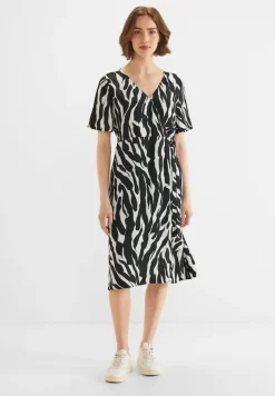 Street One Kleider*Wrap Zebraprint Kleid Black