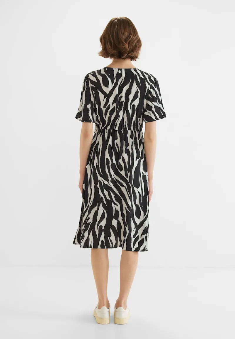 Street One Kleider*Wrap Zebraprint Kleid Black