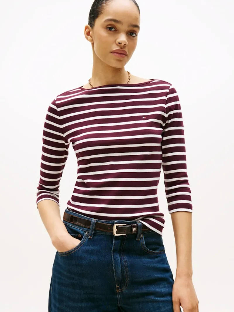 Tommy Hilfiger Shirts*WW0WW40589 deep burgundy- ecru stp