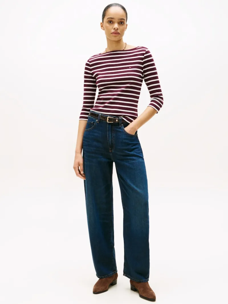 Tommy Hilfiger Shirts*WW0WW40589 deep burgundy- ecru stp