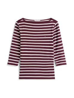 Tommy Hilfiger Shirts*WW0WW40589 deep burgundy- ecru stp