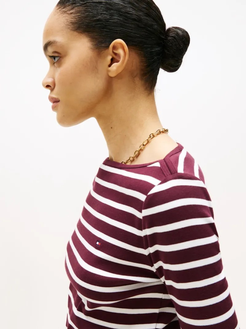 Tommy Hilfiger Shirts*WW0WW40589 deep burgundy- ecru stp