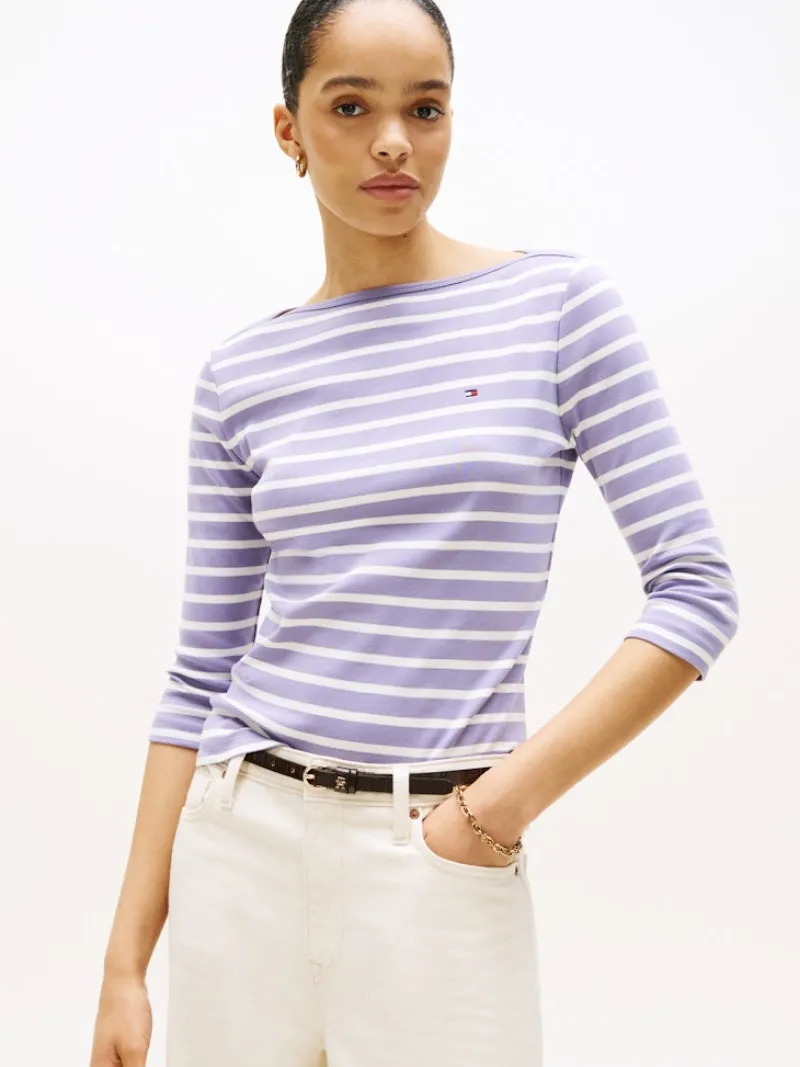 Tommy Hilfiger Shirts*WW0WW40589 purple- ecru stp