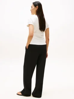 Tommy Hilfiger Shirts*5X2 RIB SLIM C-NK CAP SLV TEE ivory silk