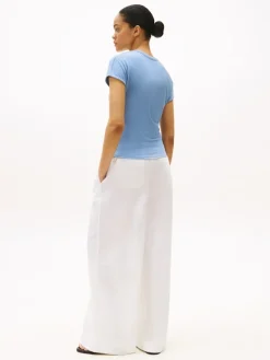 Tommy Hilfiger Shirts*5X2 RIB SLIM C-NK CAP SLV TEE brisk blue