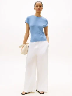 Tommy Hilfiger Shirts*5X2 RIB SLIM C-NK CAP SLV TEE brisk blue