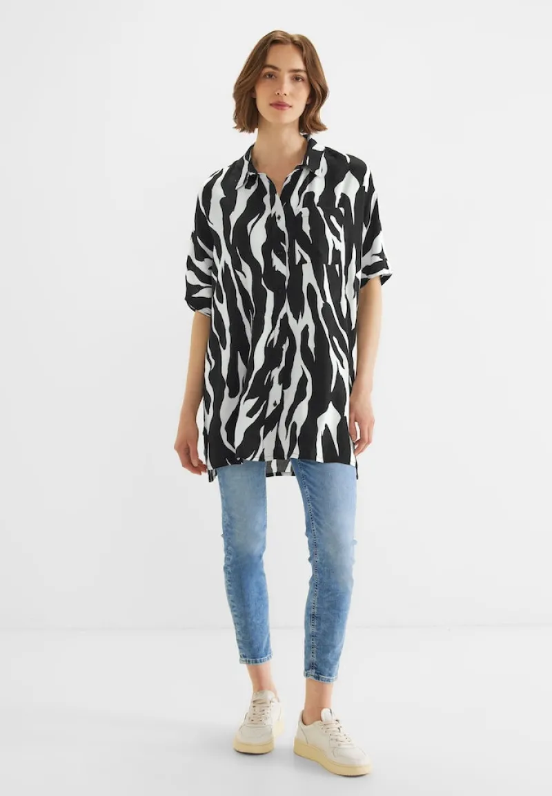 Street One Blusen*Zebraprint Longbluse Black