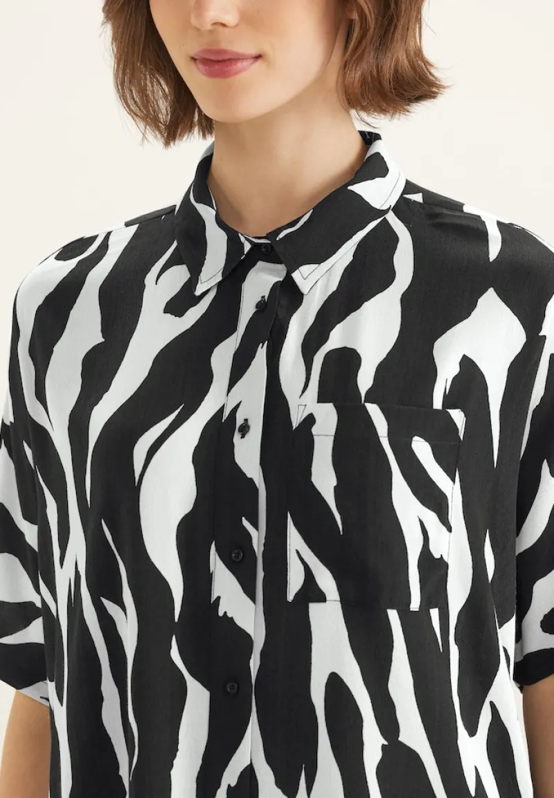 Street One Blusen*Zebraprint Longbluse Black
