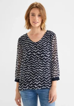 Street One Blusen*Zick Zack Chiffon Shirt deep blue