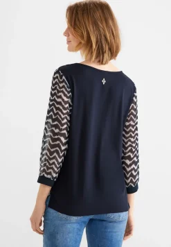 Street One Blusen*Zick Zack Chiffon Shirt deep blue